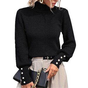 Women's Fall Winter Turtleneck Sweaters for Women Lantern Sleeve Knitted